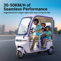Megawheels 60 V Urban Roof Back Enclosed Electric Scooter Tricycle for 3 Passengers