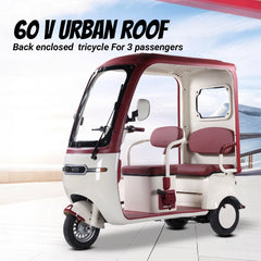 Megawheels 60 V Urban Roof Back Enclosed Electric Scooter Tricycle for 3 Passengers