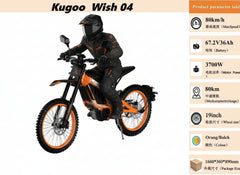 Person riding an electric bike with product specifications
