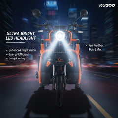 Kugoo Hybrid 3-Wheel Electric cargo Tricycle 500W with ultra-bright LED headligh