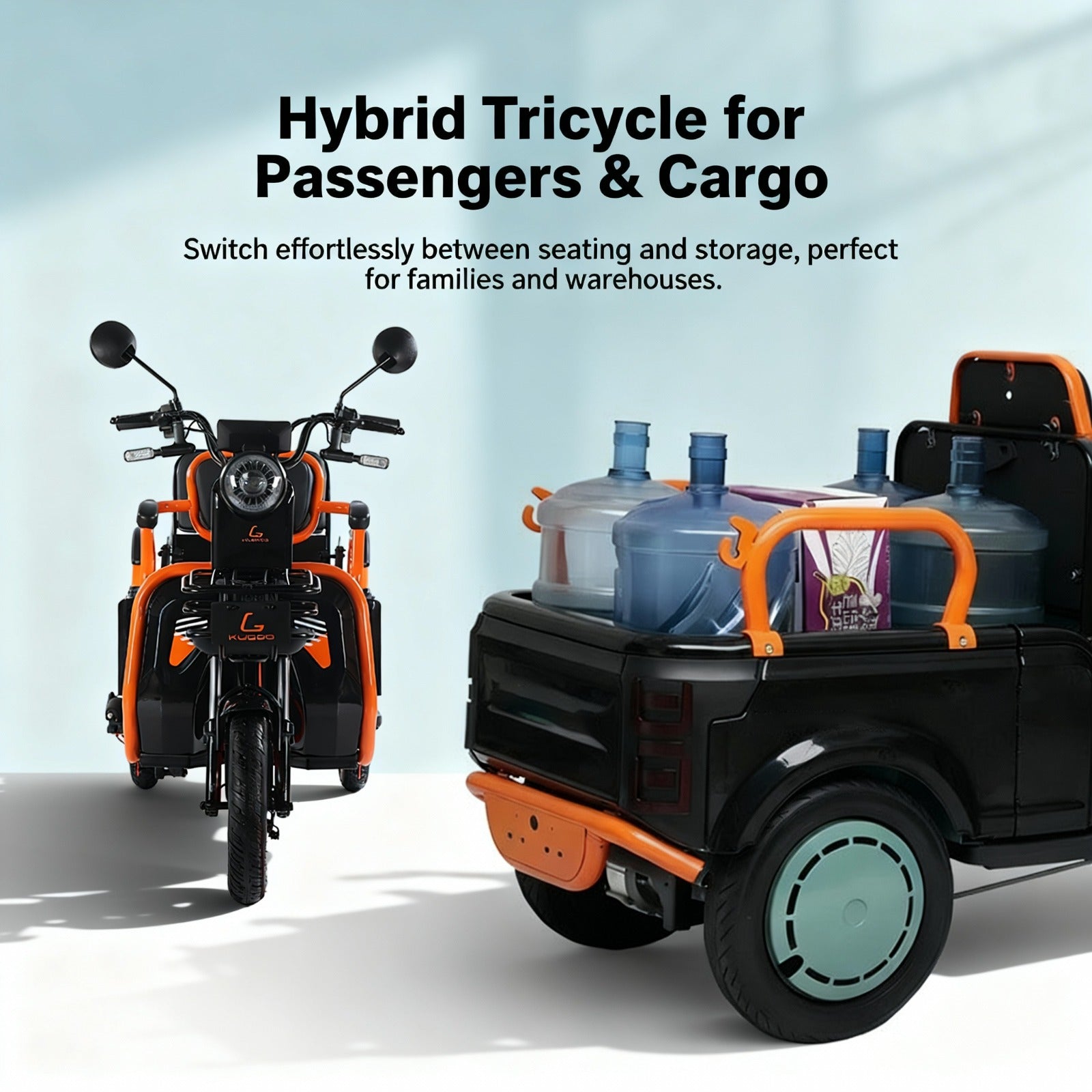 Hybrid Kugoo 3-Wheel Electric cargo Tricycle 500W