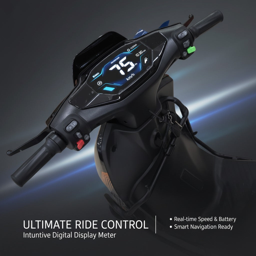 Motorcycle digital display meter with speed and battery indicators