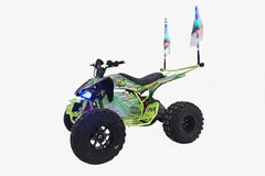 Electric ATV Atom 72 V Quad Bike with colourful flags