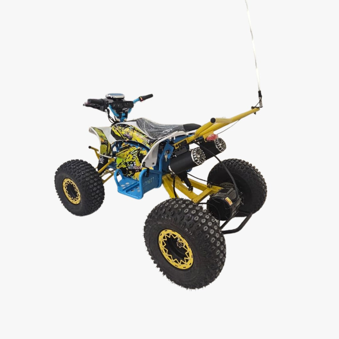 Model of a four-wheeled vehicle with a yellow and black design