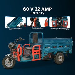 Gulf Buggy Electric Cargo Scooter 1.8 MTR Tuk Tuk 3 Wheels Scooter Hydraulic Trolley Off Road Tyres