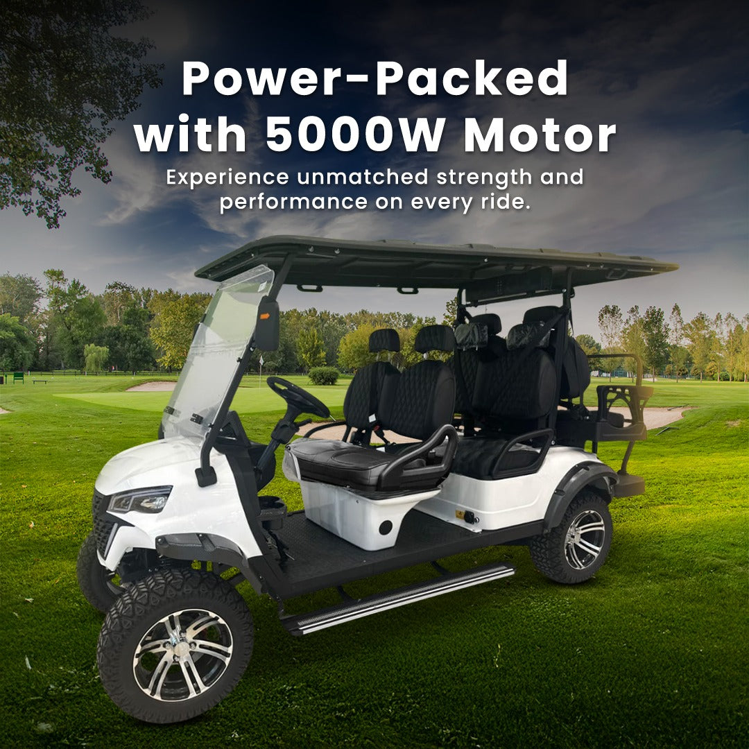 Megawheel VLR Electric Golf Cart 4+2 Seater Lithium Battery Off-Road Radial Tyres With Warranty