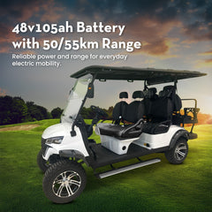 Megawheel VLR Electric Golf Cart 4+2 Seater Lithium Battery Off-Road Radial Tyres With Warranty