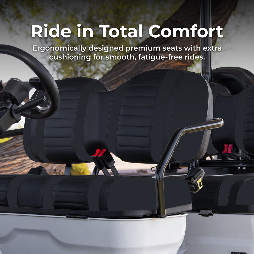 Ergonomically designed premium seats with extra cushioning for smooth, fatigue-free rides.