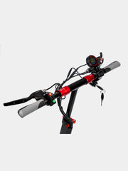 Close-up of a scooter handlebar with control buttons