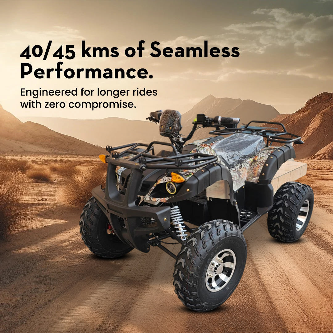 ATV in a desert setting: performance and engineering.