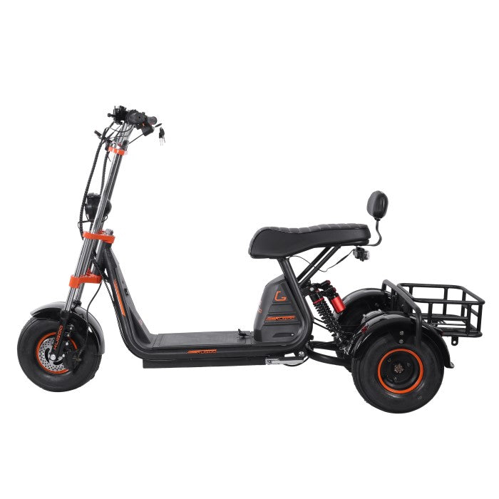 Black electric scooter with a Back Basket