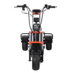 Front of Black and orange tricycle