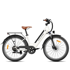 White WindHorse F2 Electric 36 v lightweight Bike size 26' side angle on a white Background