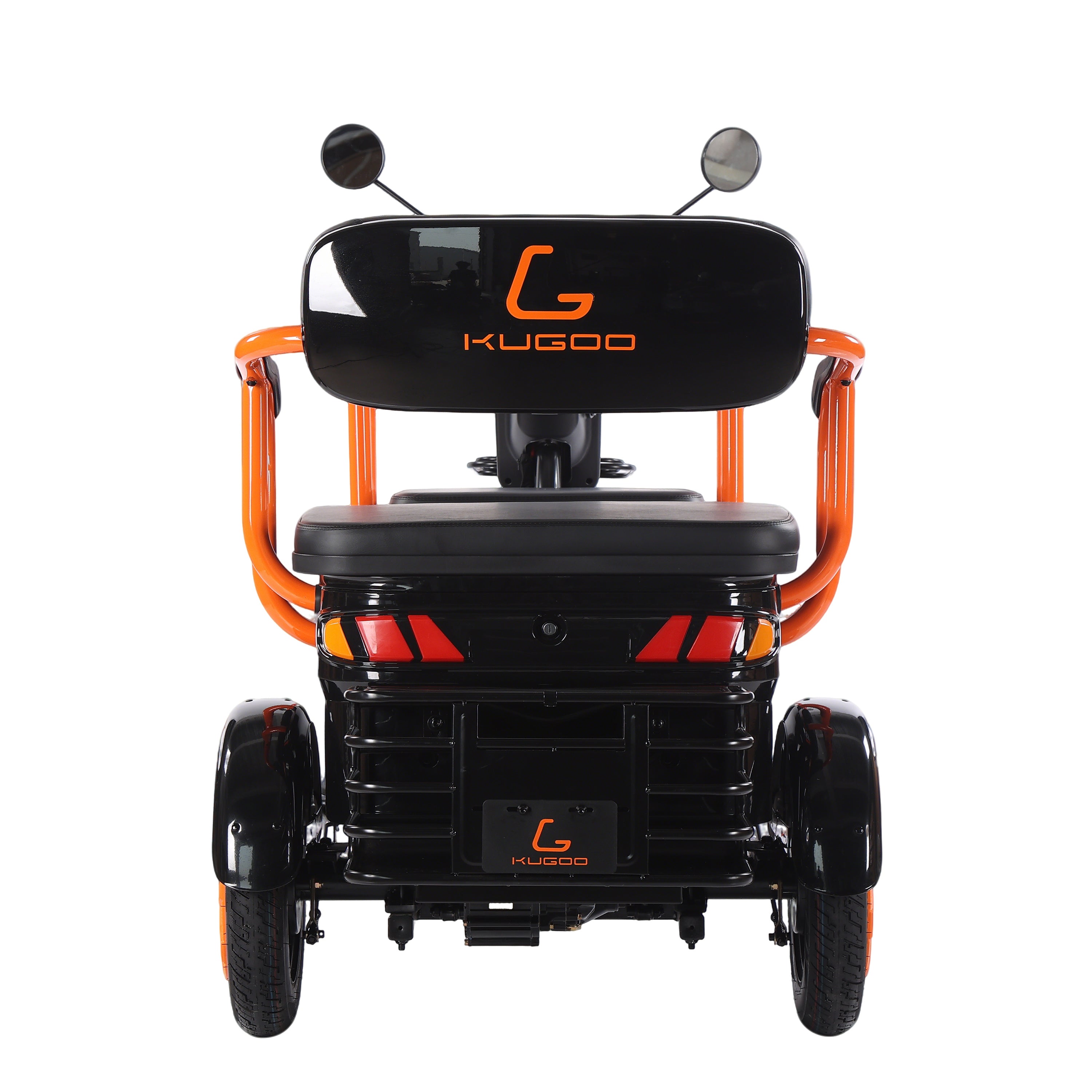 Black and orange Kugoo mobility scooter 