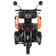 Black and orange three-wheeled electric scooter 