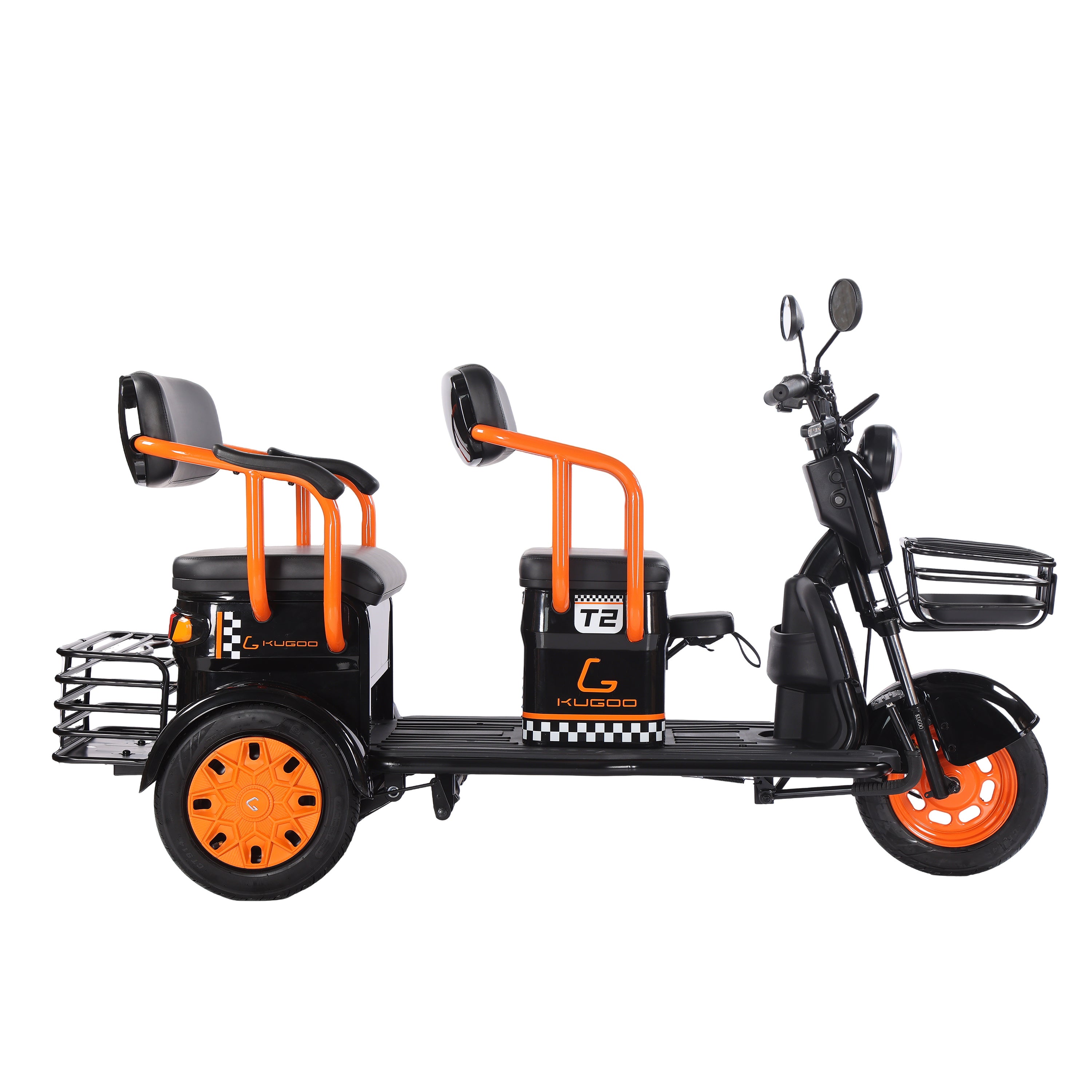 Black and orange electric tricycle 