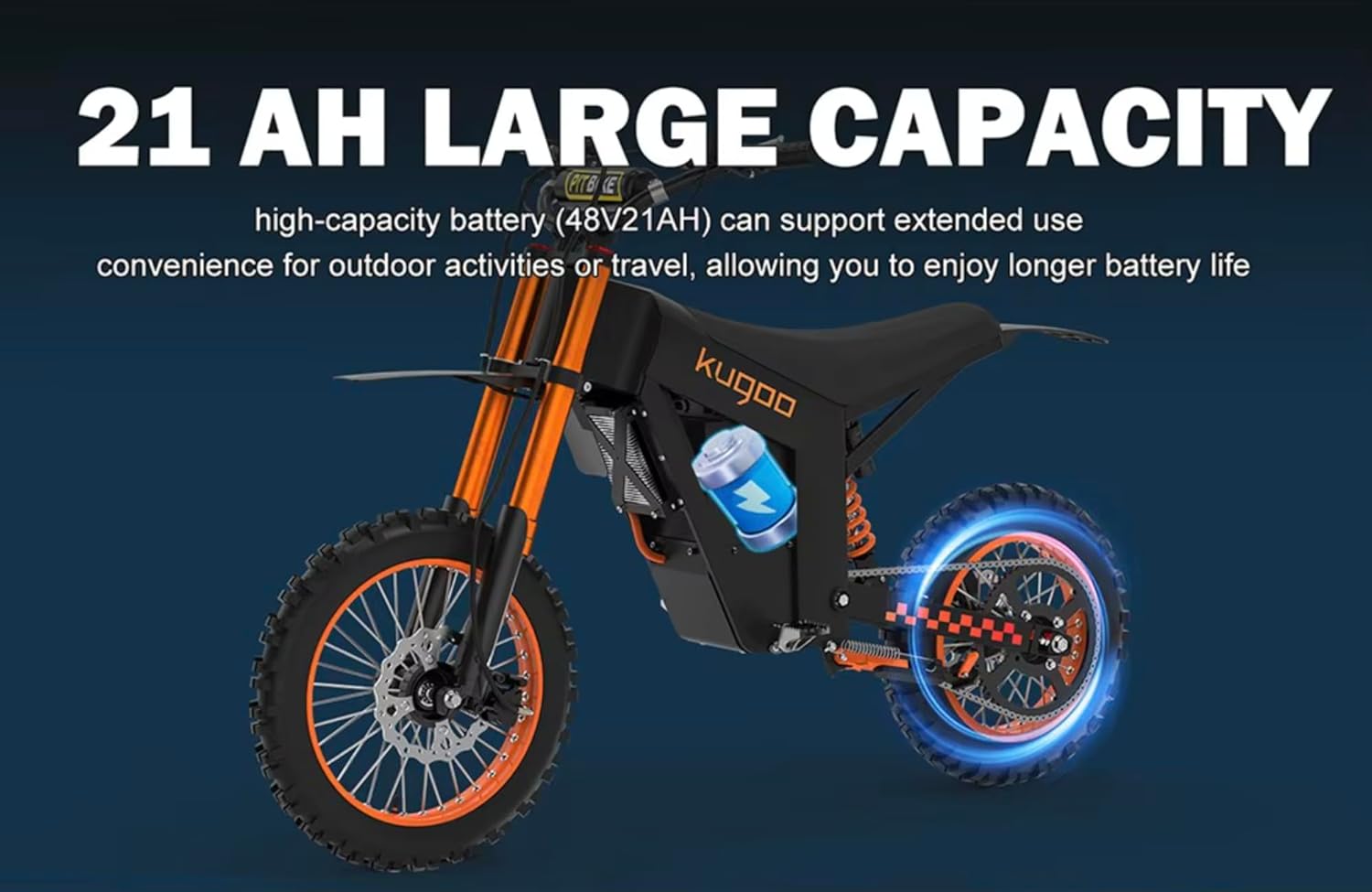 21 Ah Large capacity of Kugoo Wish01 EV Dirt Bike Scooter Off Road Bike