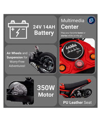 Megawheels RMX 24V Electric Kids Dirt Bike With Rubber Tyres & Leather Seat at Gulf Buggy