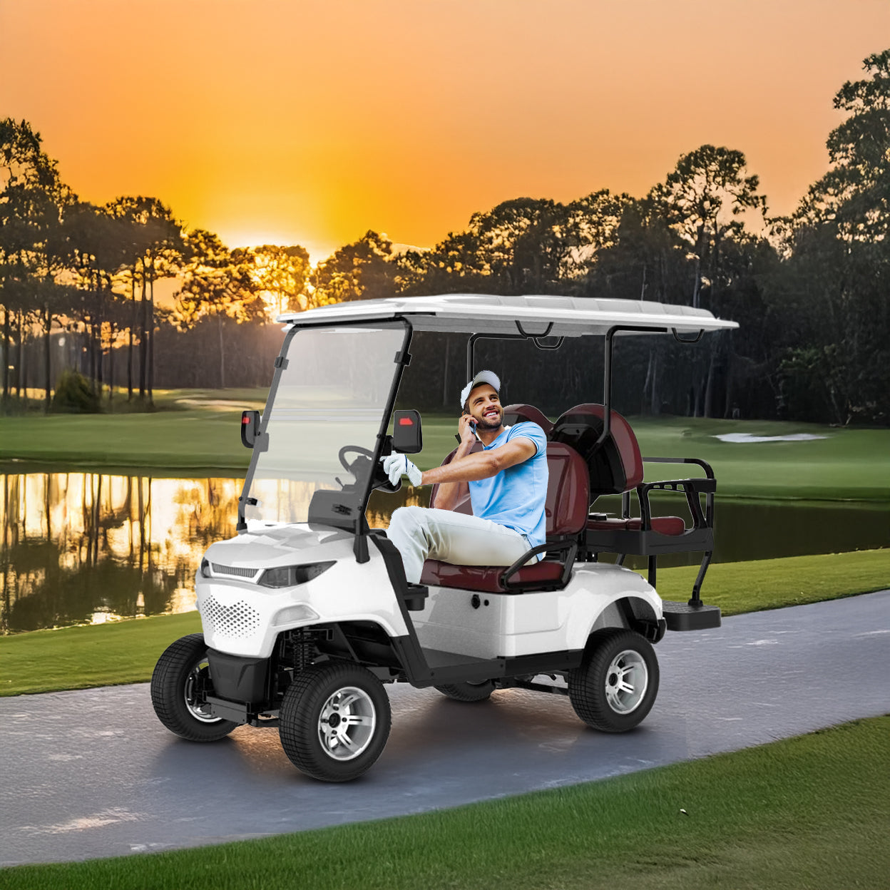 Green Rider 4 (2+2) Seater Electric Golf Cart Premium Buggy With Lithium Batteries By Gulf Buggy