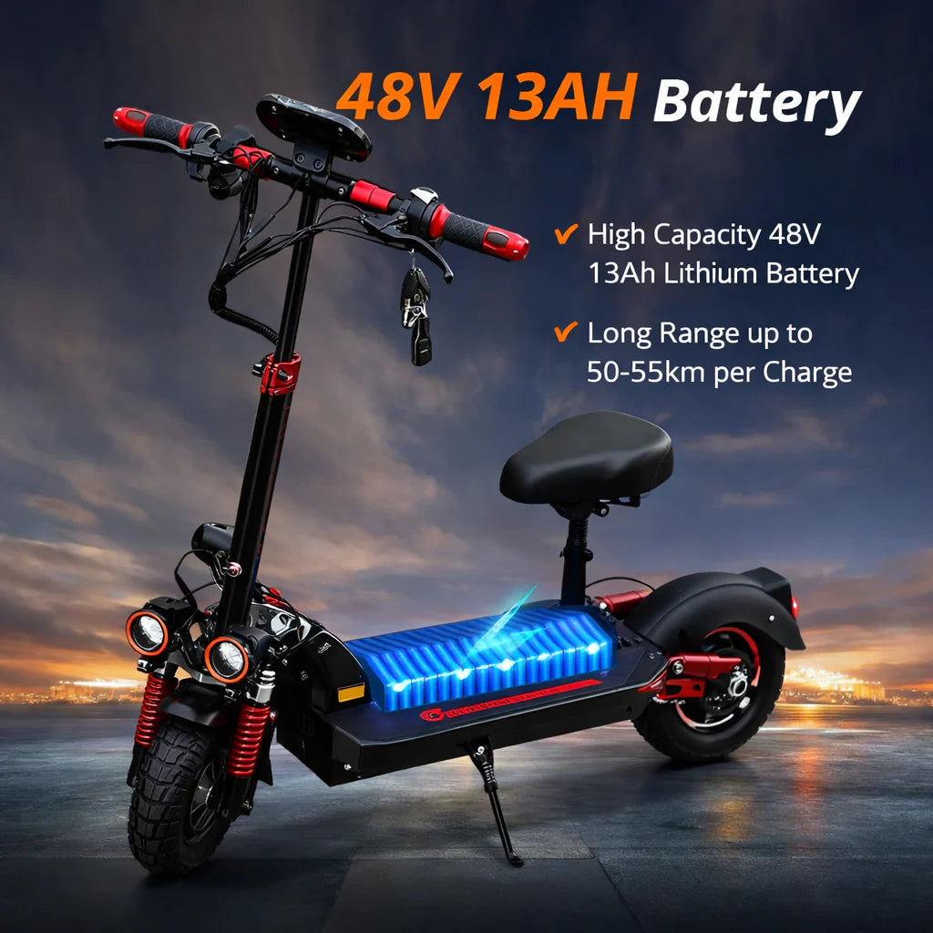 Electric scooter with 48V 13Ah battery