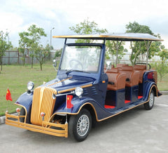 Vintage-style electric vehicle with wooden accents of Electric Golf Cart 8-Seater