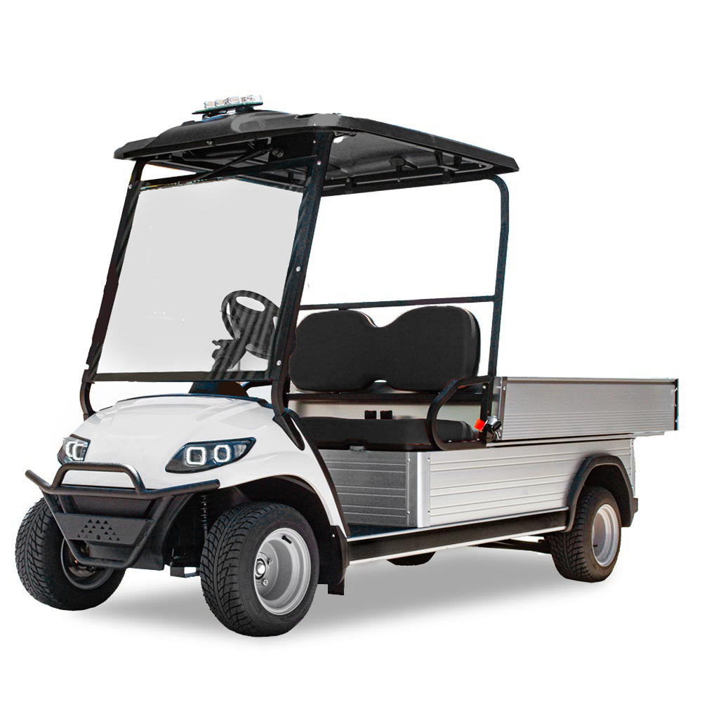 2-Seater Electric Utility Cargo Vehicle Long Cargo Box With Black Seat