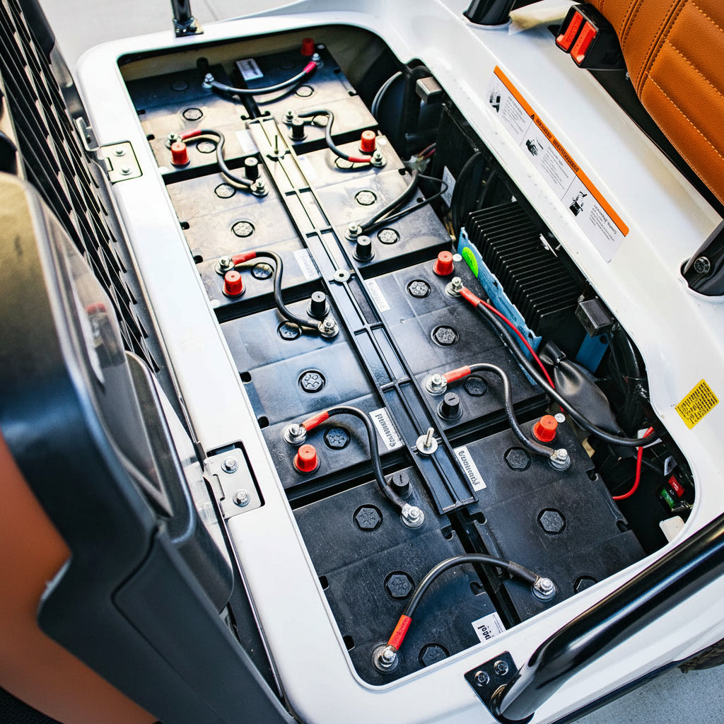 Lithium Battery Close-up of  Keon Electric Golf Cart