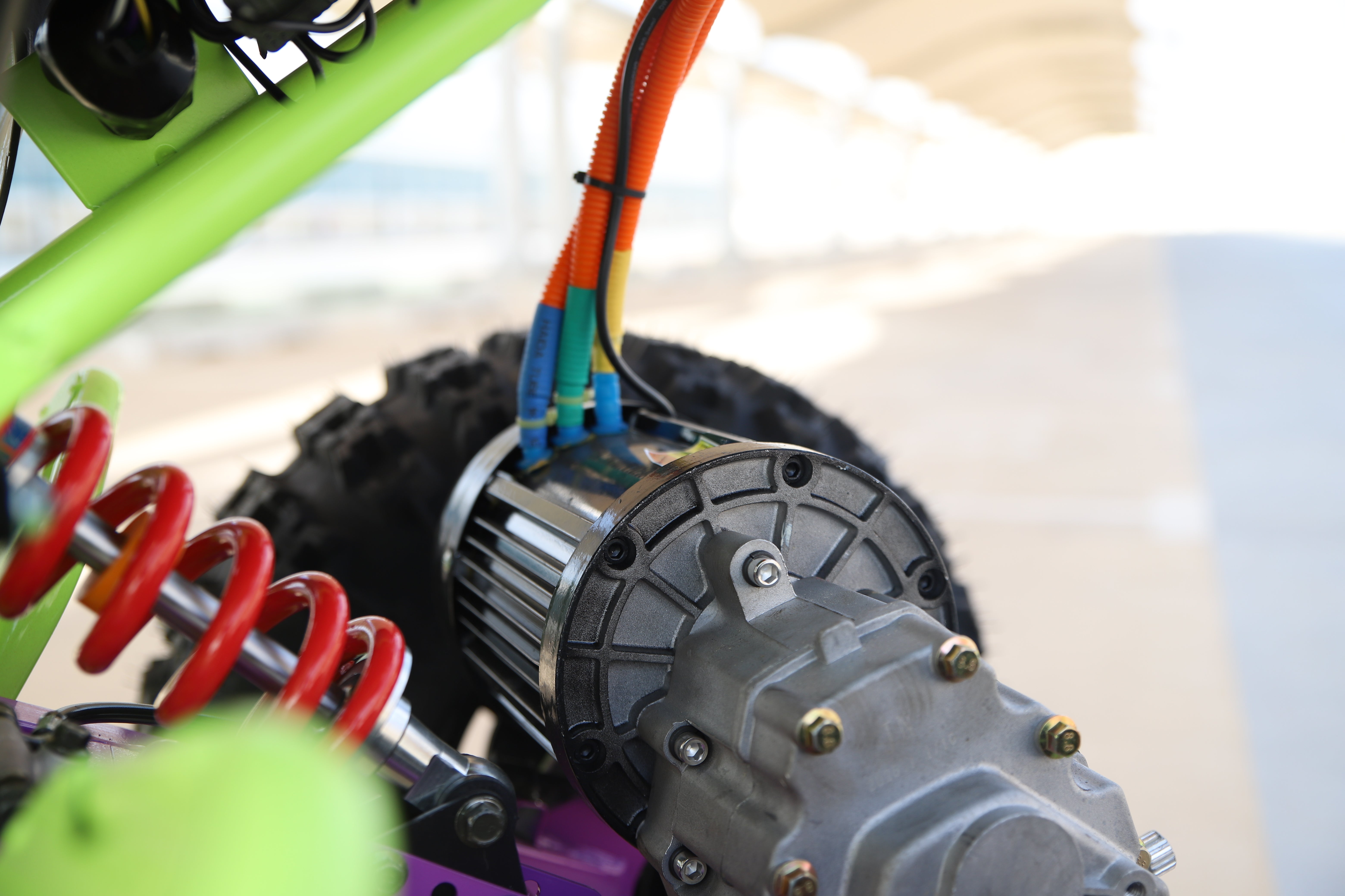 Close Up of Electric ATV Atom 72 V Quad Bike Motor