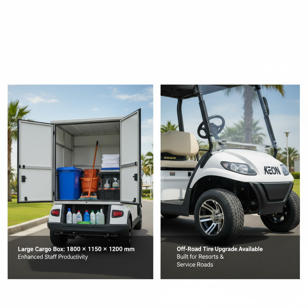 Keon Premium 2 Seater Electric Housekeeping Buggy Car with large cargo box 