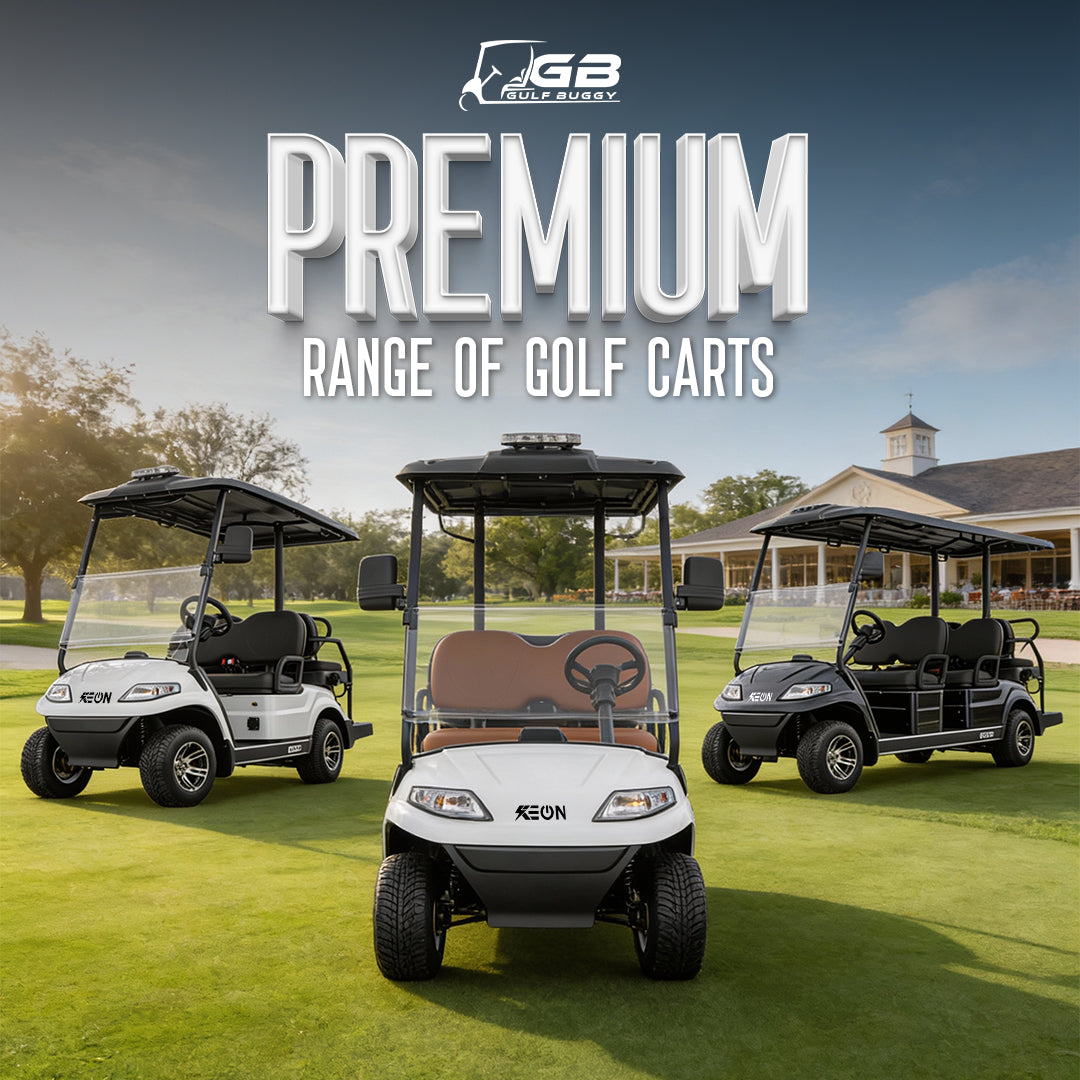 Three golf carts Keon Premium Electric Golf Cart  2+2 Seater Standard