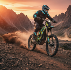 a man riding Surron Light Bee X Electric Bike 8000W