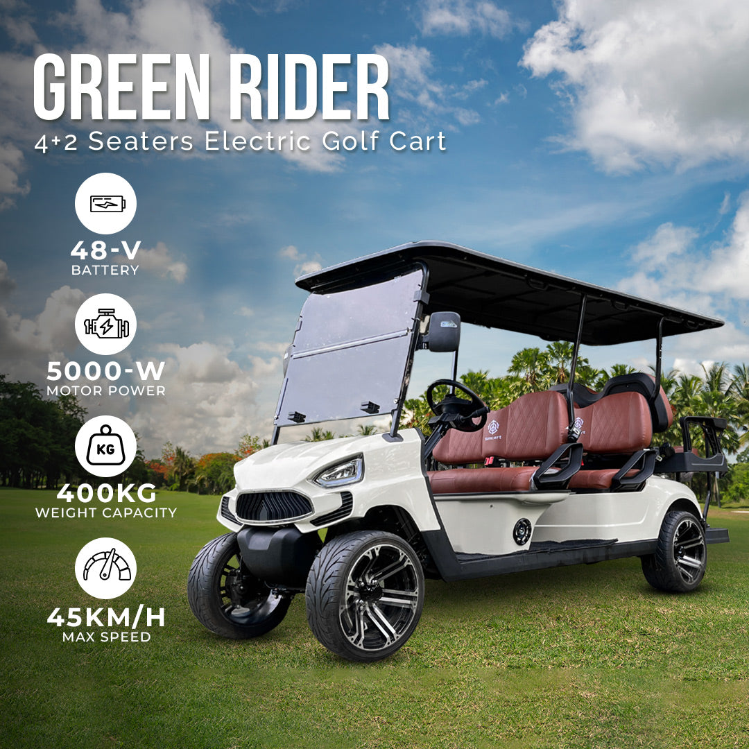 Rafplay Green Rider Electric Golf Cart Buggy 4+2 Seater by Mega wheels