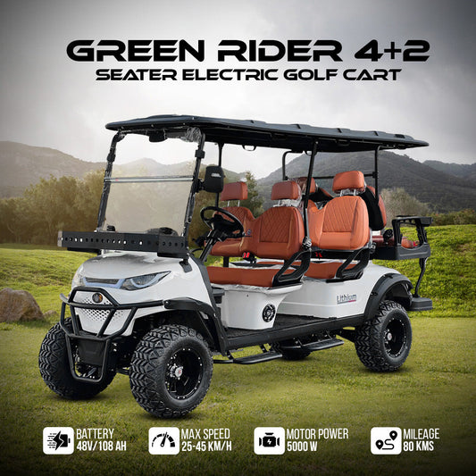 Green Rider Lifted Electric Golf Cart 4+2 Seater and Lithium Battery With Megawheels