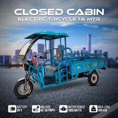 Megawheels Electric Tricycle With Trolley Closed Cabin Tuktuk Scooter 1.6 Mtr