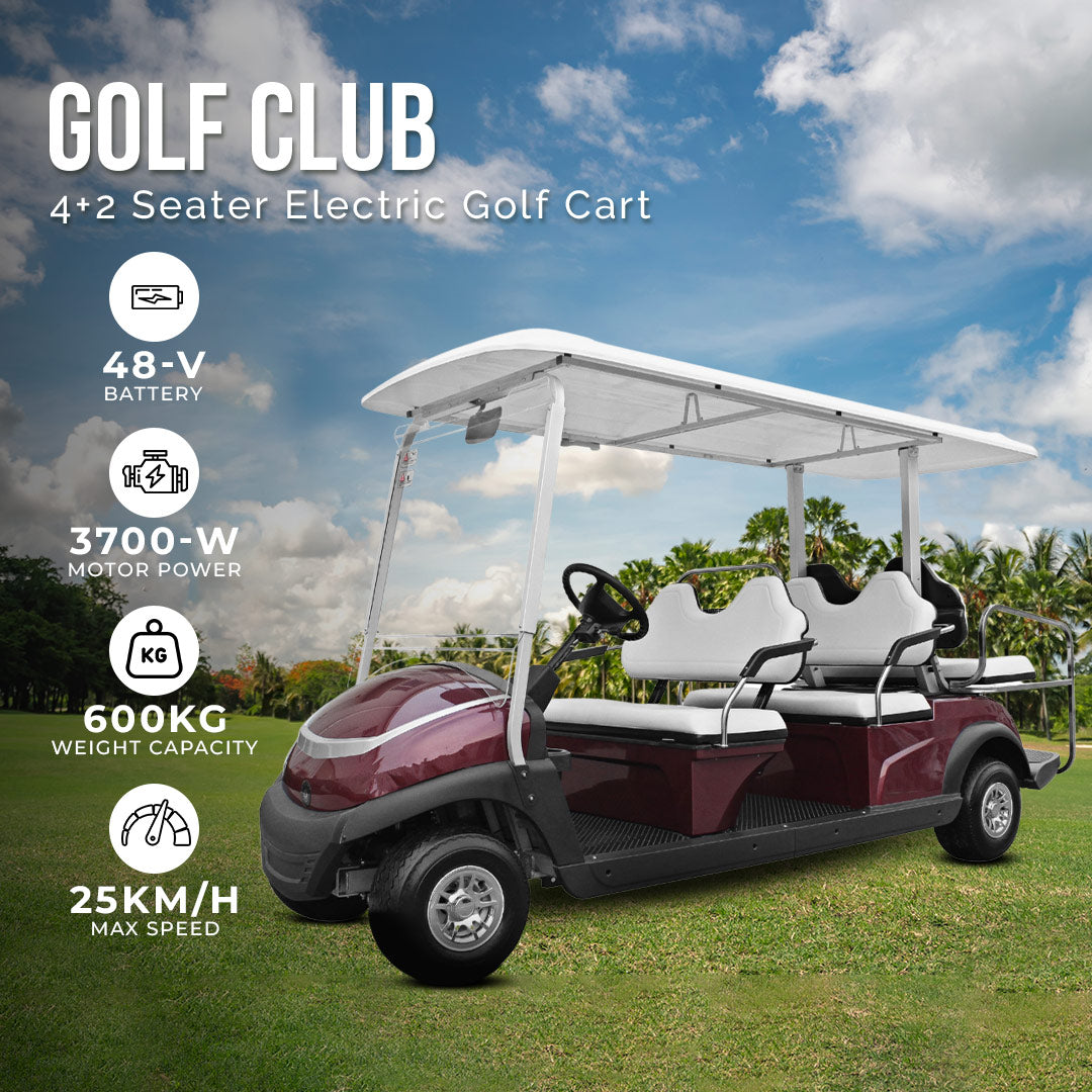 Megastar Golf club car 4 + 2 seater  electric golf cart-White