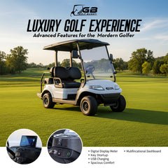 Keon Premium Electric Golf Cart  2+2 Seater Standard and features listed.