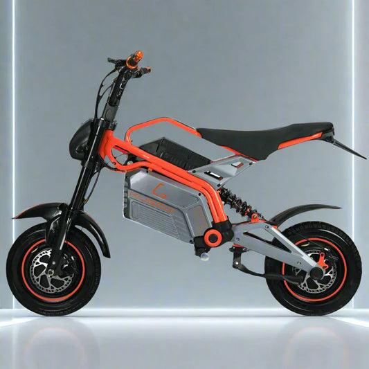 Electric bike with orange frame and wheels