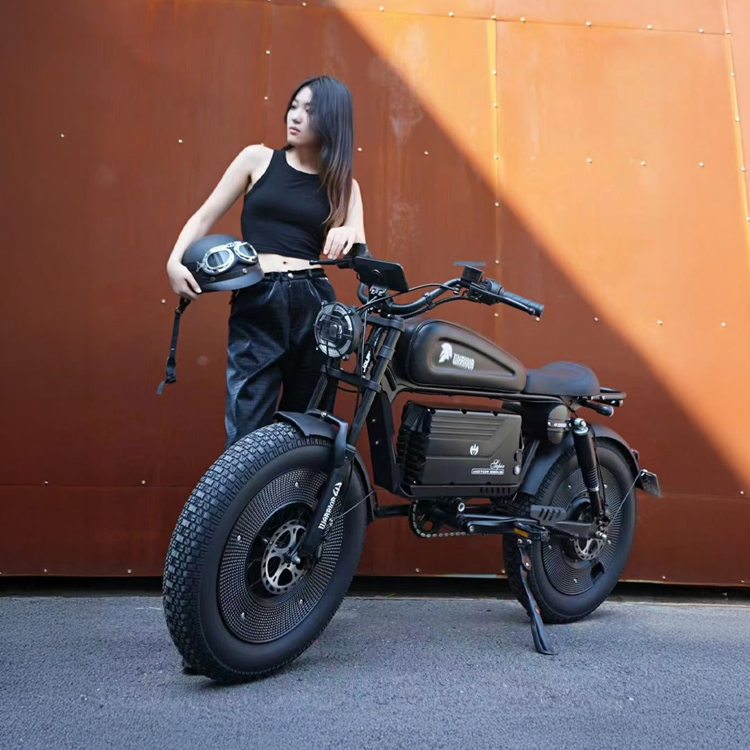 Megawheels Black Warrior Fat Harley Electric MotorBike 48 V Scooter With Removable Lithium Battery