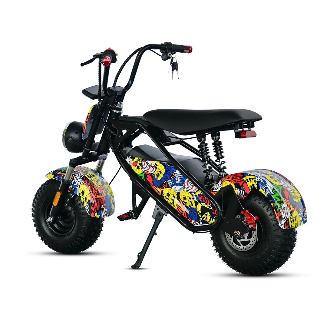 Side View of Smart Harley Off-Road Mini Electric Scooter with Seats 