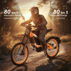 A person riding an electric bike with speed and range