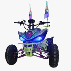 Front View of Electric ATV Atom 72 V Quad Bike with Flags