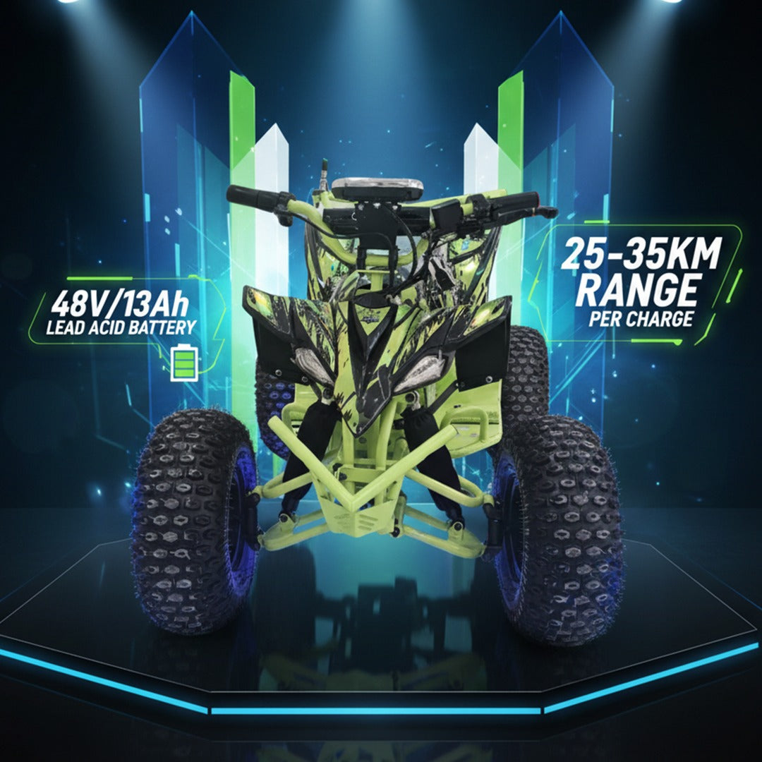 Off-road vehicle with battery and range specifications