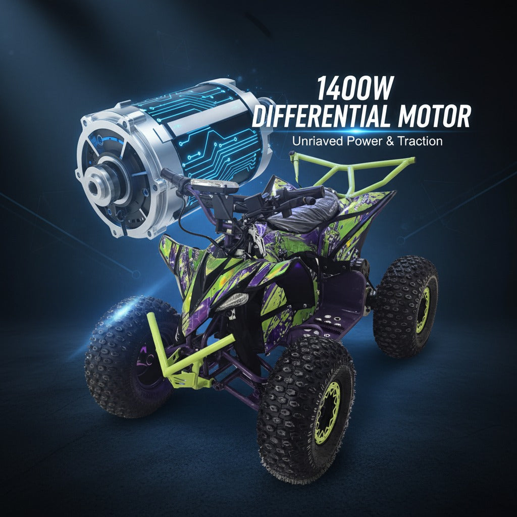ATV with a highlighted differential 1400 Watt motor