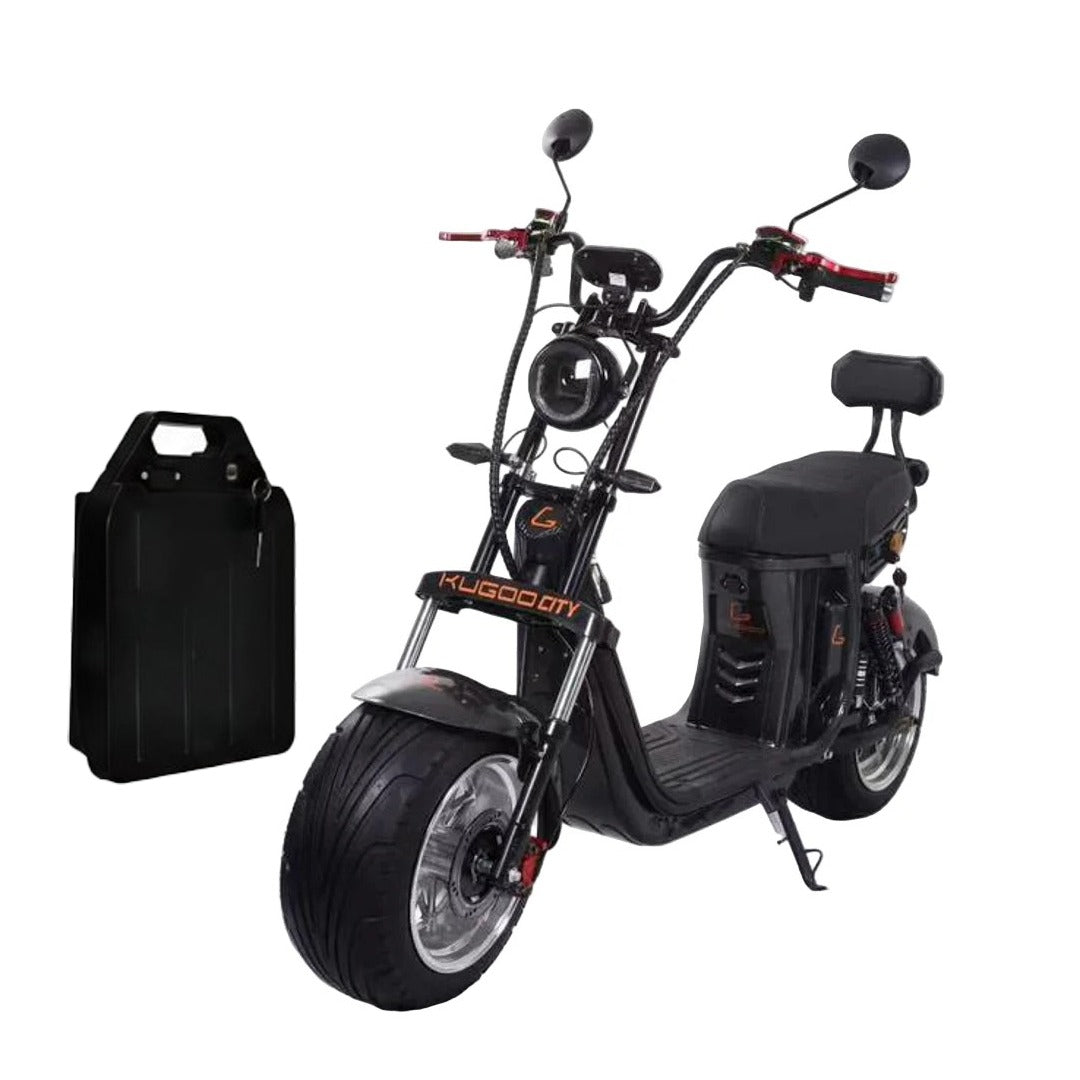 Black Kugoo Electric Fat Tyre Harley Scooter With Removable Lithium Battery