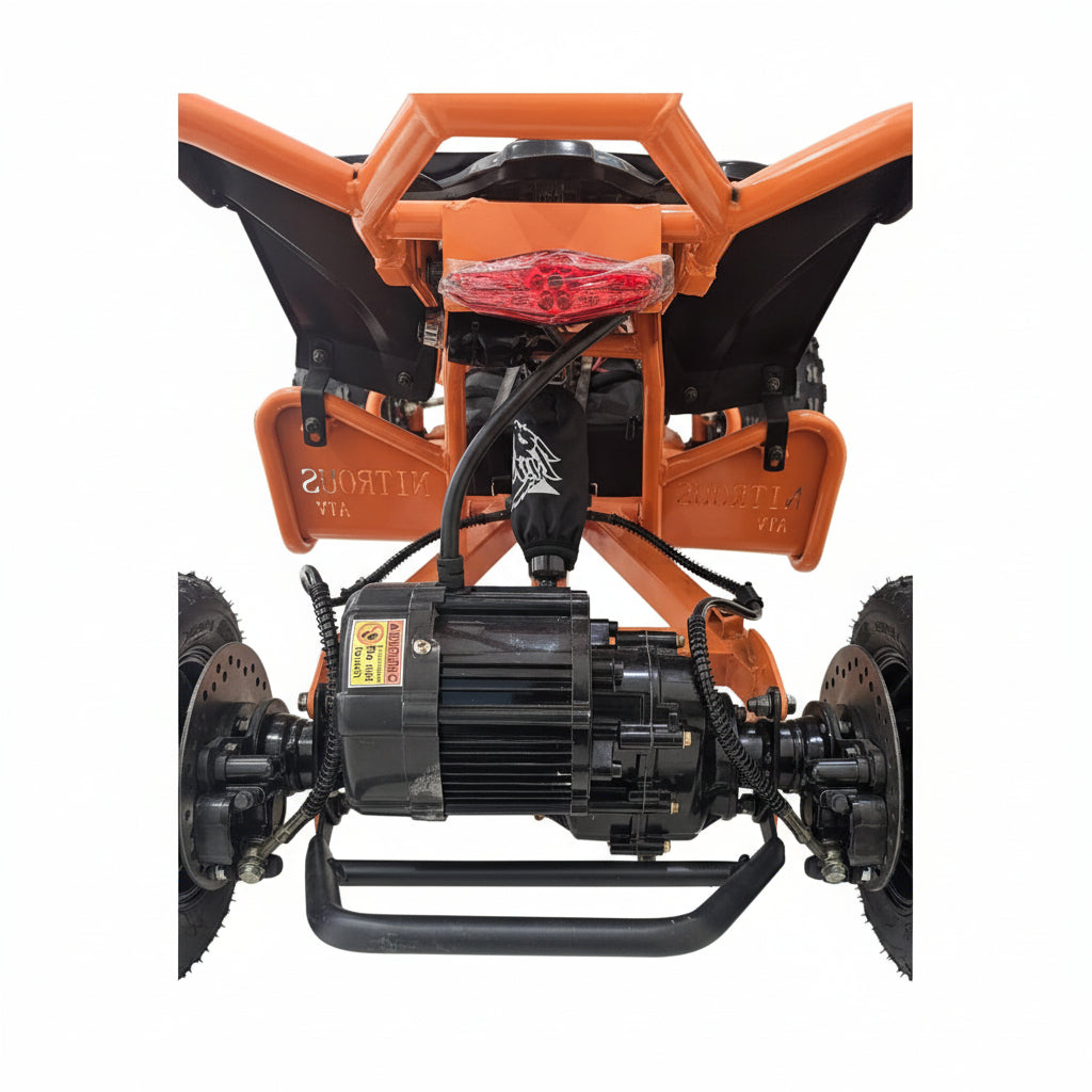 Close-up of a motorcycle's engine and rear suspenstion