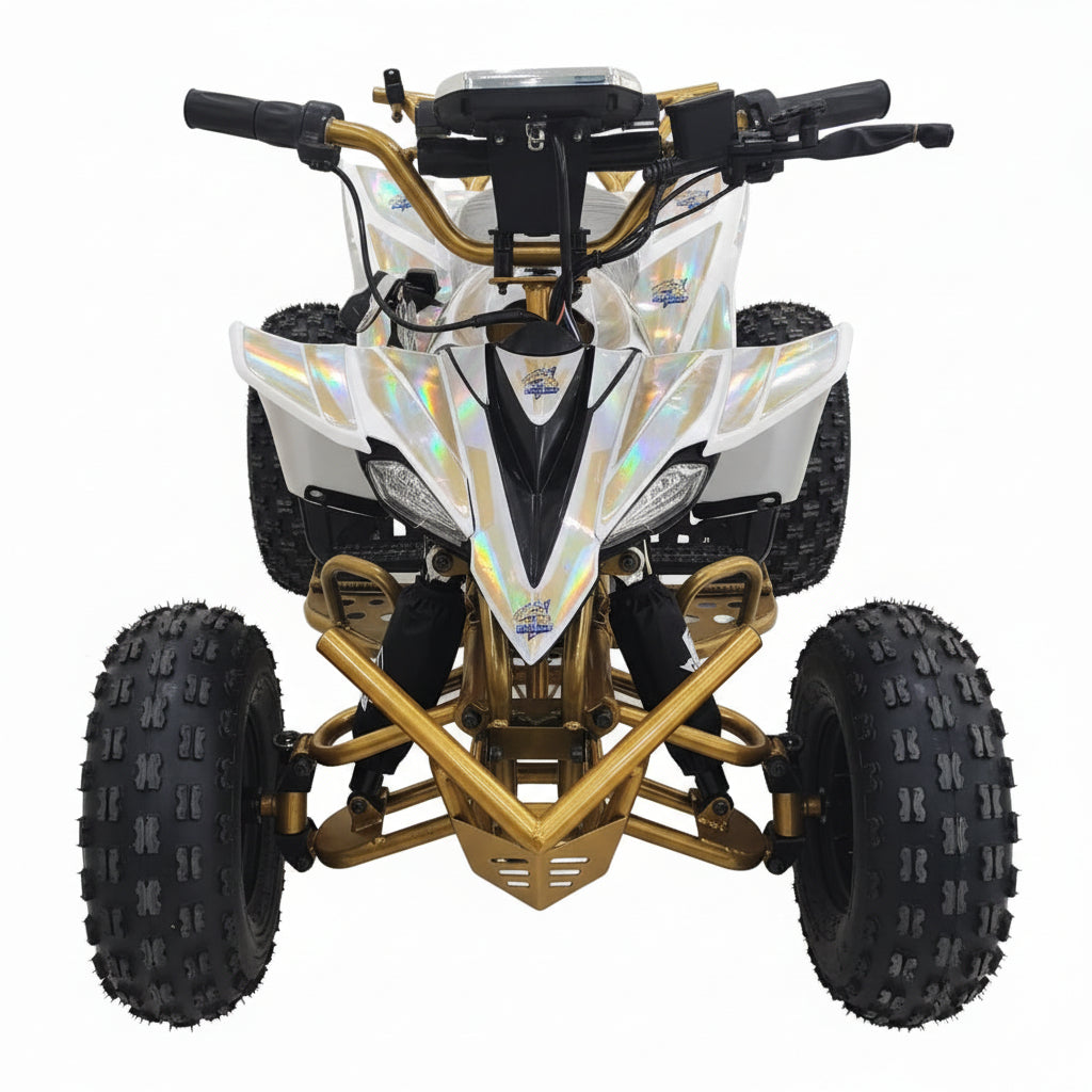 48 v off road electric quad for teens - gold and white