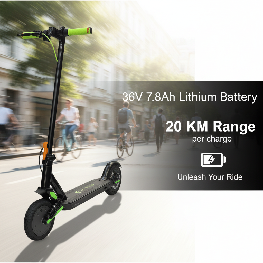 Kugoo Electric scooter with 36V 7.8Ah lithium battery and 20 KM range 