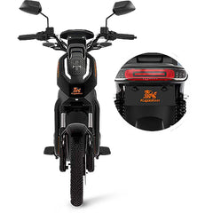 Black electric bike with a close-up of the back