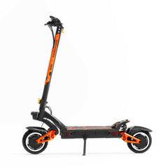Black and orange electric scooter on a white background