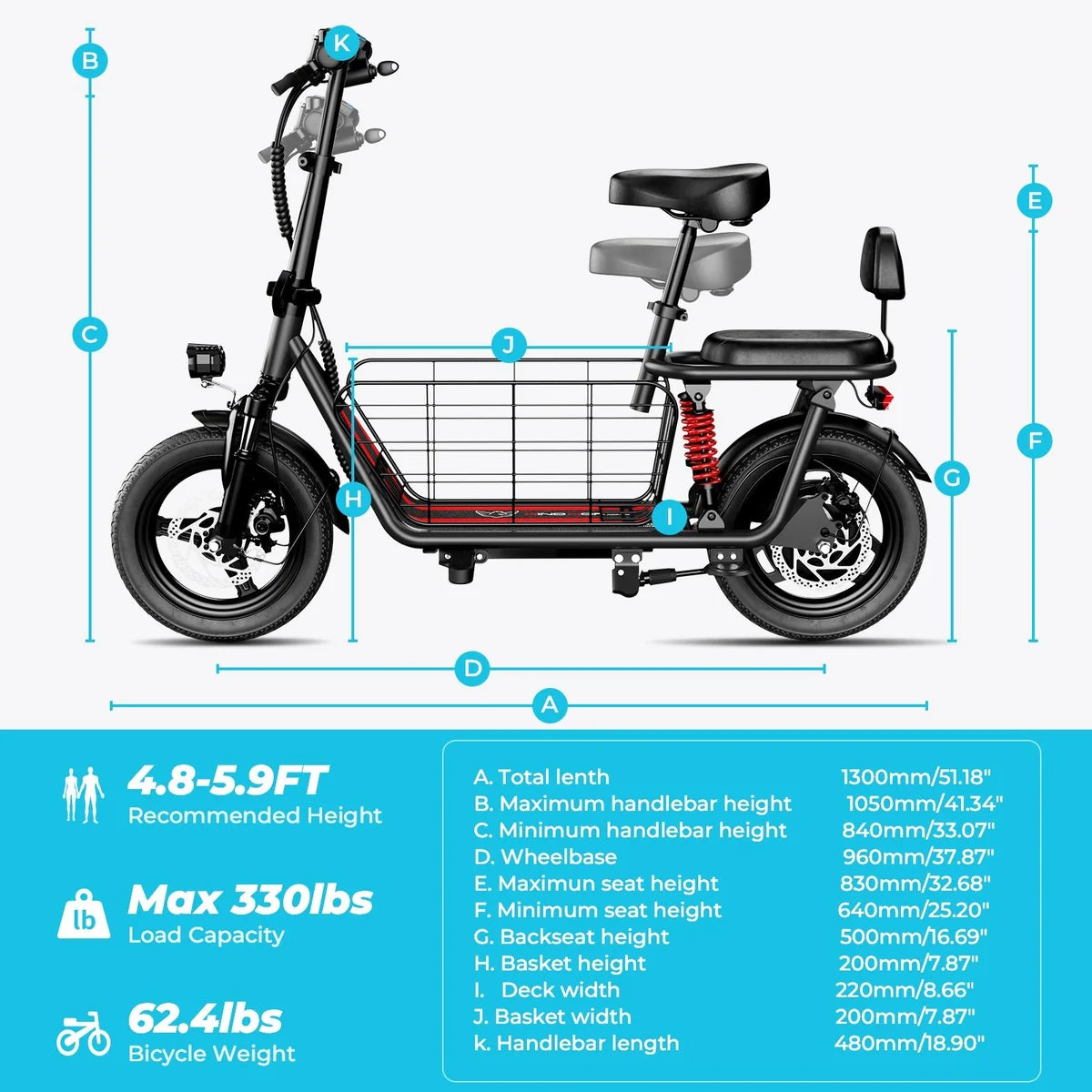 WindHorse C3 Electric Scooter  Dimensions